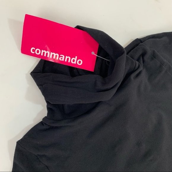 Commando Ballet Body Turtleneck Bodysuit Black Short Sleeves Snap Thong - Picture 7 of 13